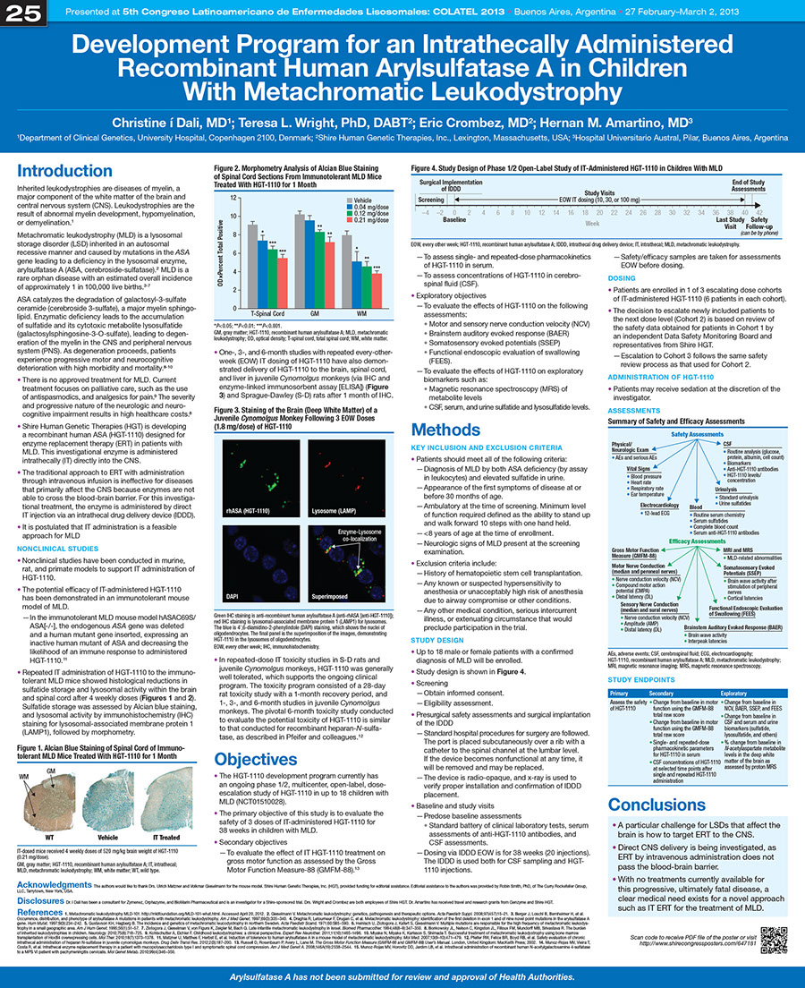 Shire Human Genetic Therapies 2013 COLATEL Scientific Poster 25